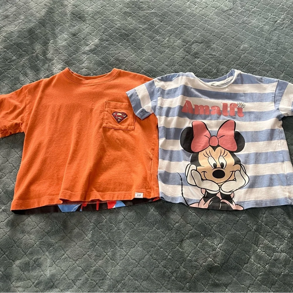 Girls Superman Disney Minnie‎ mouse Gap H&M Orange blue 4T Shirt bundle